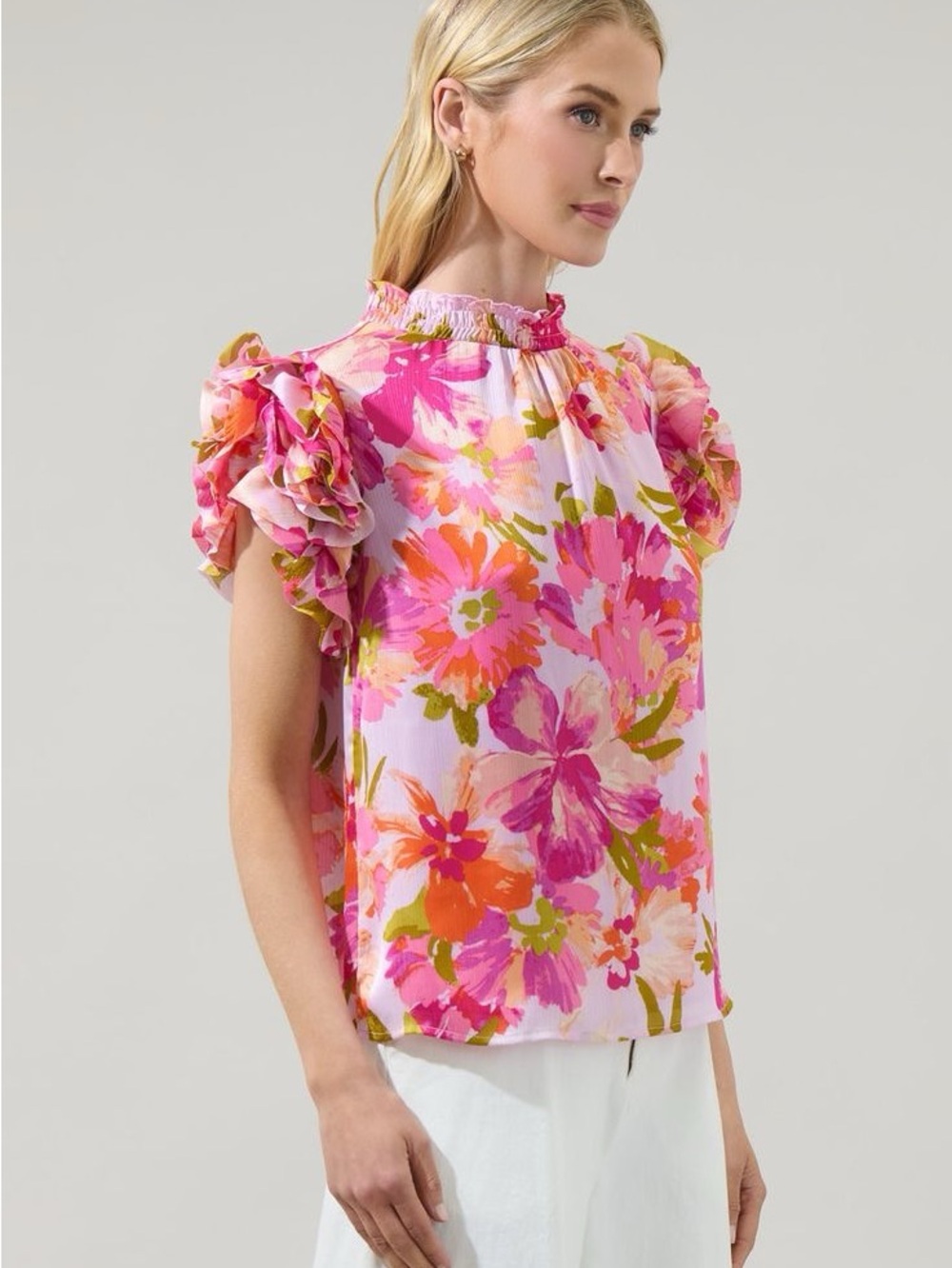 NWT Sugarlips Floral Ruffle Blouse